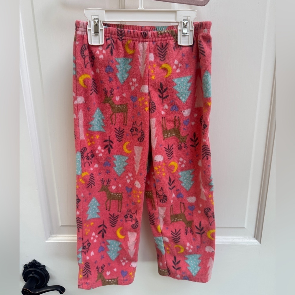 NWOT Simple Joys by Carter's 4T Girls Pink Forest Pajama Bottoms Cozy Fleece